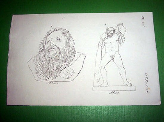 Stampa Incisione Mitologia - SILENO - 1700 ca