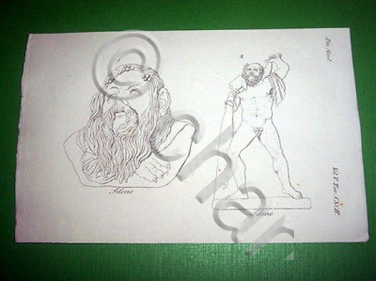 Stampa Incisione Mitologia - SILENO - 1700 ca