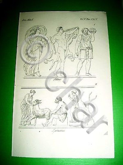 Stampa Incisione Mitologia - Sileno e Speranza - 1700 ca