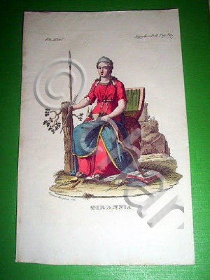 Stampa Incisione Mitologia - TIRANNIA - 1700 ca