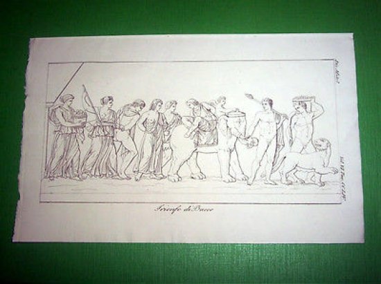 Stampa Incisione Mitologia - Trionfo di Bacco - 1700 ca | Immagine principale