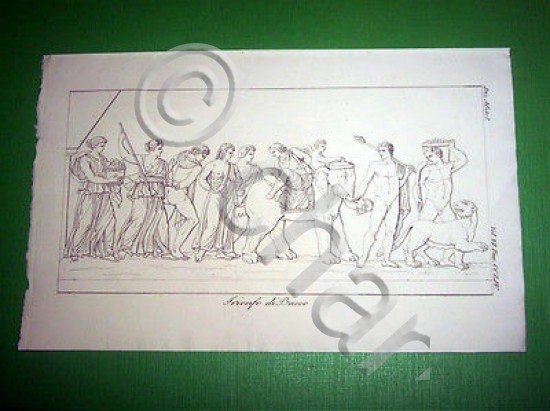 Stampa Incisione Mitologia - Trionfo di Bacco - 1700 ca | Immagine Gallery 2