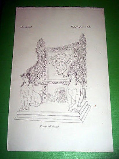 Stampa Incisione Mitologia - Trono di Cerere - 1700 ca