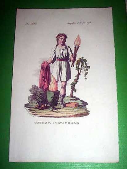 Stampa Incisione Mitologia - Unione Coniugale - 1700 ca