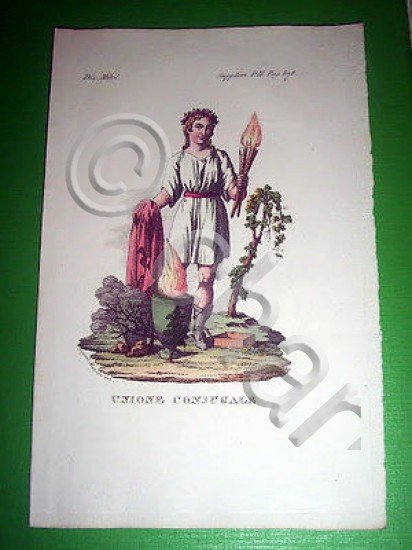 Stampa Incisione Mitologia - Unione Coniugale - 1700 ca