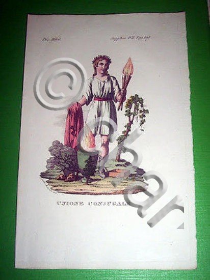 Stampa Incisione Mitologia - Unione Coniugale - 1700 ca