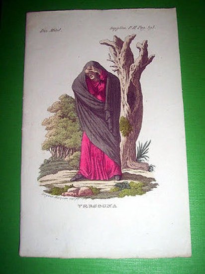 Stampa Incisione Mitologia - VERGOGNA - 1700 ca
