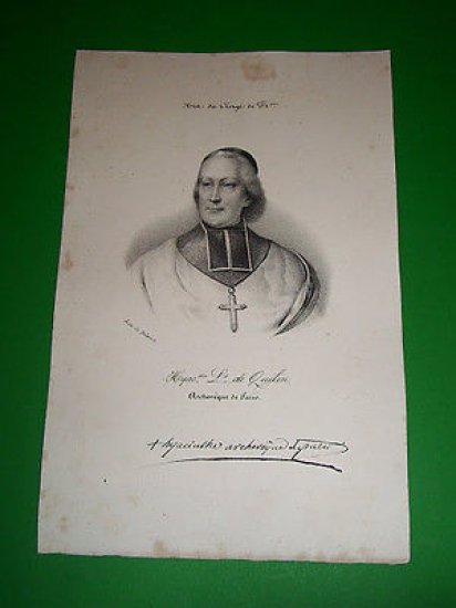 Stampa Incisione Ottocento - Ritratto Hyacinthe-Louis de Quélen - GB | Immagine principale