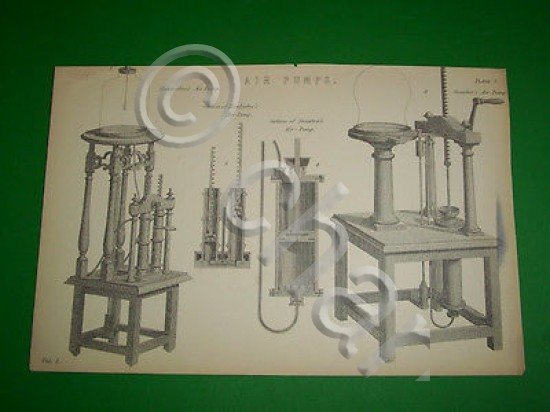 Stampa Incisione Scienza e Tecnica - AIR PUMPS - 1900 …