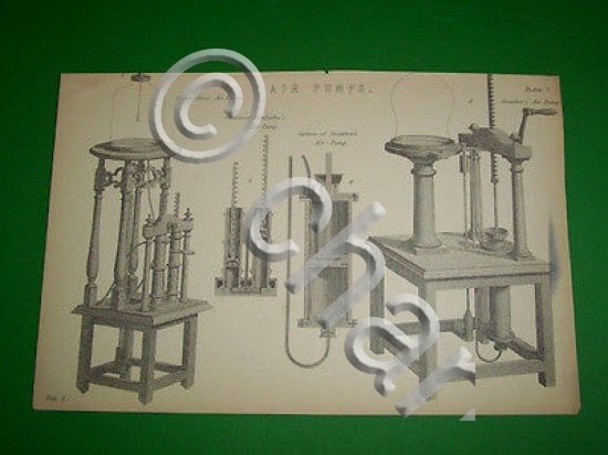 Stampa Incisione Scienza e Tecnica - AIR PUMPS - 1900 …