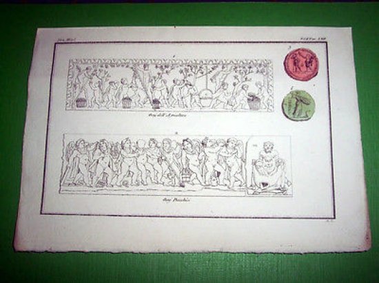 Stampa Incisione Storia e Mitologia - Geni dell' Agricoltura 1700 …