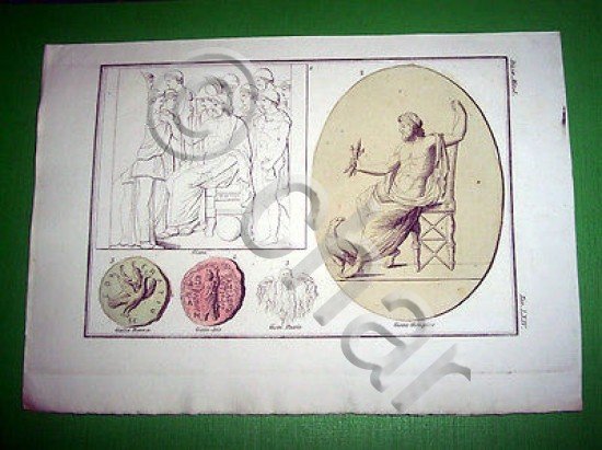 Stampa Incisione Storia e Mitologia - GIOVE OLIMPICO - 1700 …