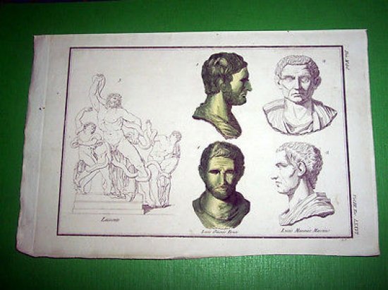 Stampa Incisione Storia e Mitologia - Lacoonte , Lucio Mammio …