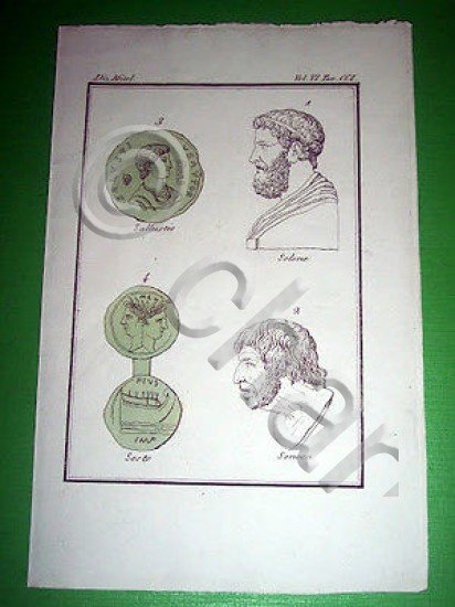Stampa Incisione Storia e Mitologia - Seneca , Solone , …