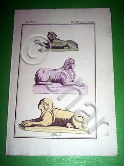 Stampa Incisione Storia e Mitologia - SFINGI - 1700 ca