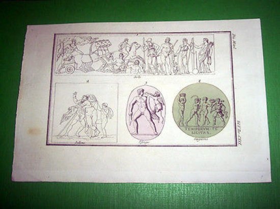 Stampa Incisione Storia e Mitologia - Sole Sileno Sfinge Stagioni … | Immagine Gallery 1