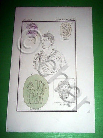 Stampa Incisione Storia e Mitologia - Tritone Tideo Volusiano - …