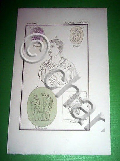 Stampa Incisione Storia e Mitologia - Tritone Tideo Volusiano - …