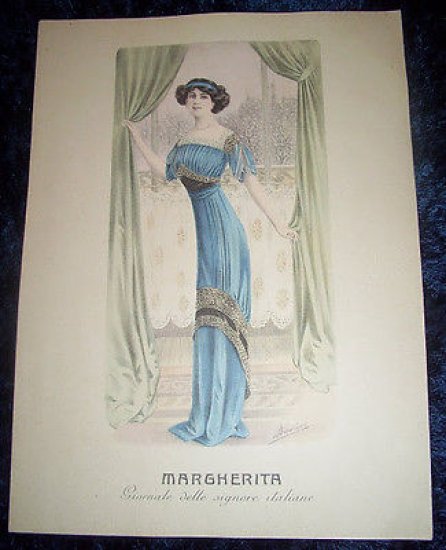Stampa Litografia d' Epoca Originale - Moda Abiti Donna A32 …