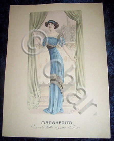 Stampa Litografia d' Epoca Originale - Moda Abiti Donna A32 …