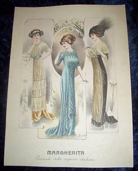 Stampa Litografia d' Epoca Originale - Moda Abiti Donna A34 …