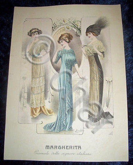 Stampa Litografia d' Epoca Originale - Moda Abiti Donna A34 …