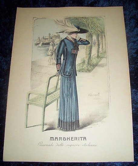 Stampa Litografia d' Epoca Originale - Moda Abiti Donna A46 …