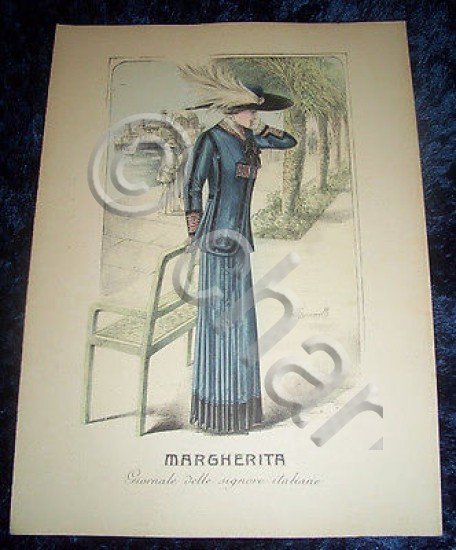 Stampa Litografia d' Epoca Originale - Moda Abiti Donna A46 …