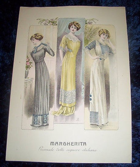 Stampa Litografia d' Epoca Originale - Moda Abiti Donna A50 …