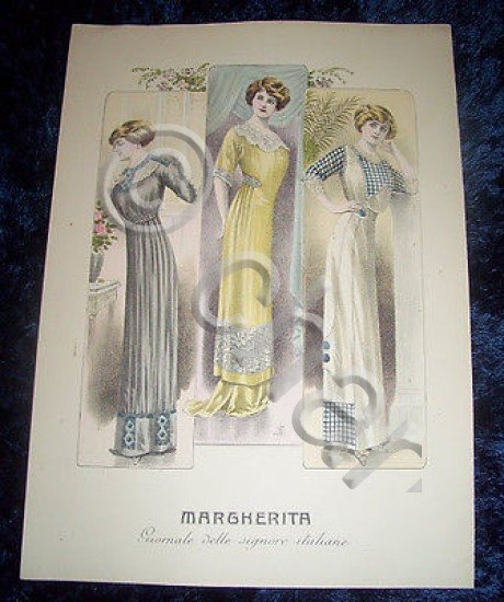 Stampa Litografia d' Epoca Originale - Moda Abiti Donna A50 …