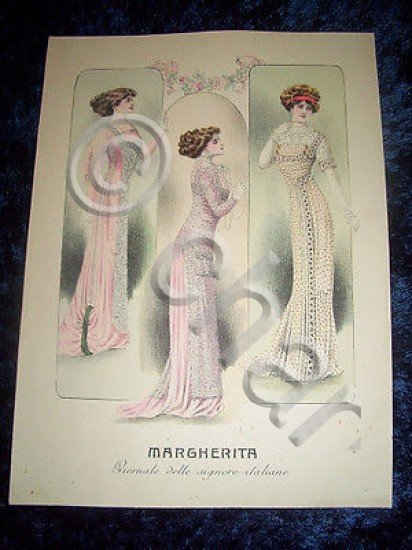 Stampa Litografia d' Epoca Originale - Moda Abiti Donna A53 …