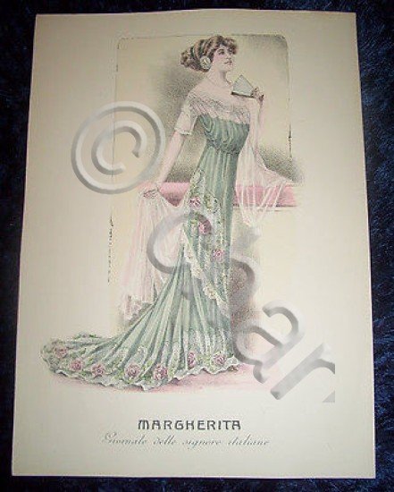 Stampa Litografia d' Epoca Originale - Moda Abiti Donna A64 …