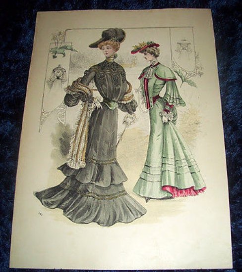 Stampa Litografia d' Epoca Originale - Moda Abiti Donna B111 …