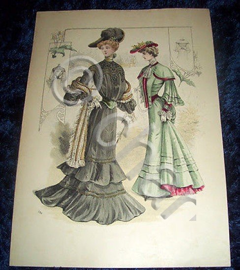 Stampa Litografia d' Epoca Originale - Moda Abiti Donna B111 …