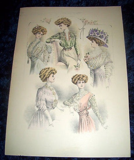 Stampa Litografia d' Epoca Originale - Moda Abiti Donna B73 …
