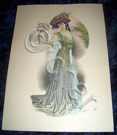 Stampa Litografia d' Epoca Originale - Moda Abiti Donna B91 …