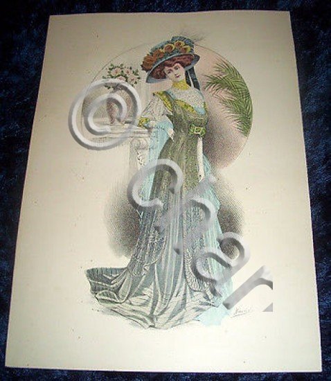 Stampa Litografia d' Epoca Originale - Moda Abiti Donna B91 …