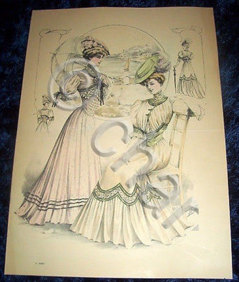 Stampa Litografia d' Epoca Originale - Moda Abiti Donna B99 … | Immagine principale