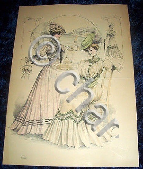 Stampa Litografia d' Epoca Originale - Moda Abiti Donna B99 … | Immagine Gallery 2