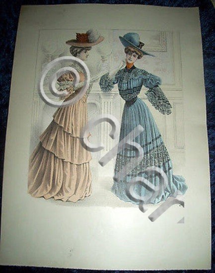 Stampa Litografia d' Epoca Originale - Moda Abiti Donna C18 …