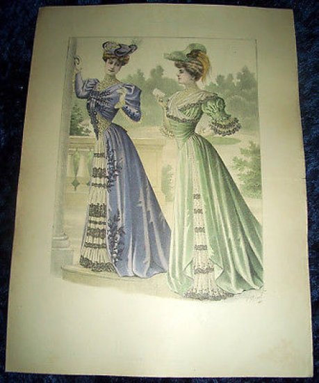 Stampa Litografia d' Epoca Originale - Moda Abiti Donna C52 …