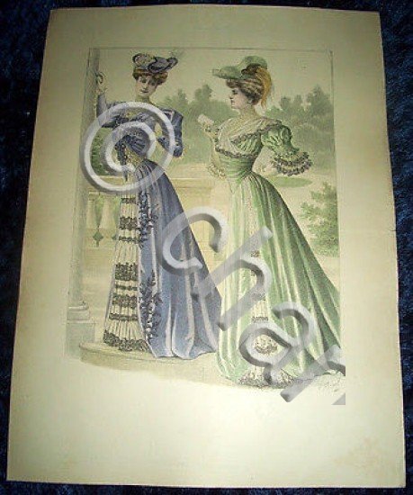 Stampa Litografia d' Epoca Originale - Moda Abiti Donna C52 …