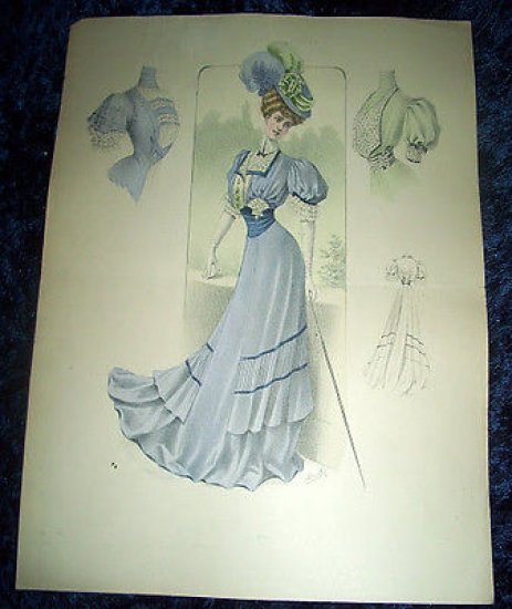 Stampa Litografia d' Epoca Originale - Moda Abiti Donna C62 …