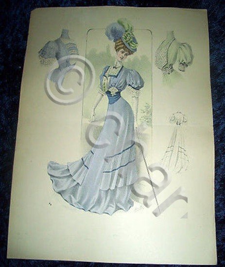 Stampa Litografia d' Epoca Originale - Moda Abiti Donna C62 …