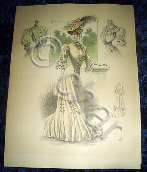 Stampa Litografia d' Epoca Originale - Moda Abiti Donna C70 …