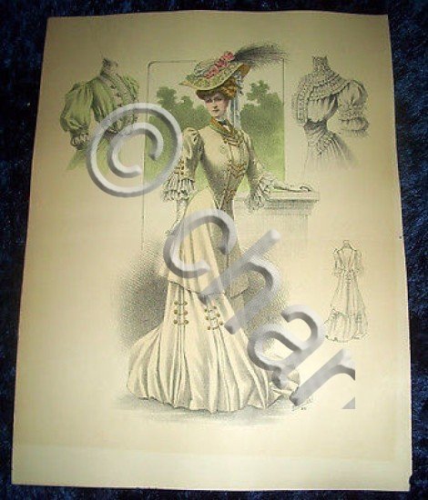 Stampa Litografia d' Epoca Originale - Moda Abiti Donna C70 …