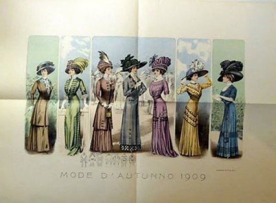 Stampa Litografia Moda Donna Figurino - Mode d'Autunno 1909