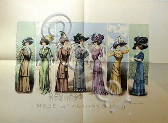Stampa Litografia Moda Donna Figurino - Mode d'Autunno 1909