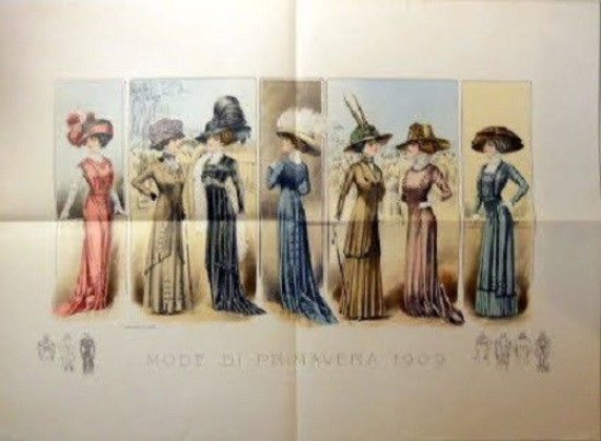 Stampa Litografia Moda Donna Figurino - Mode di Primavera 1909