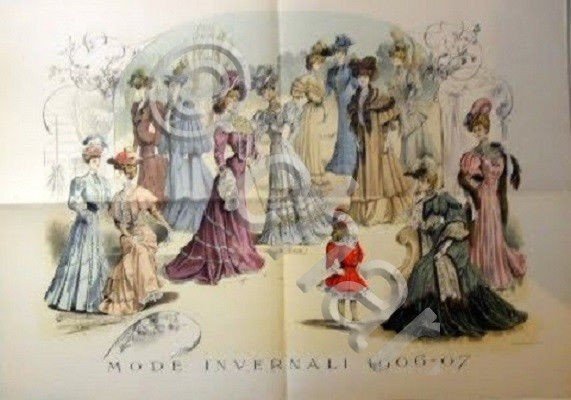 Stampa Litografia Moda Donna Figurino - Mode Invernali 1906 1907